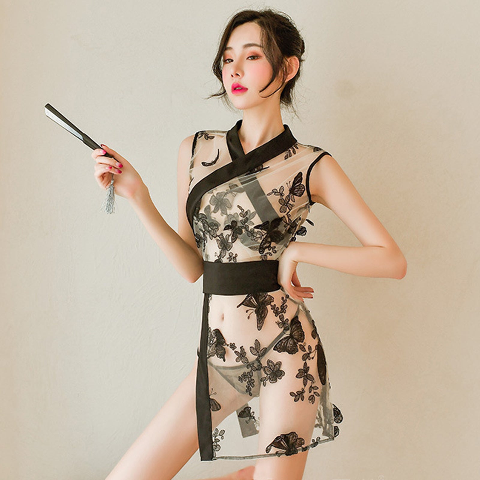 Yomorio Sexy See Through Kimono Robe Japanese Butterfly Embroidery Dre YOMORIO Yomorio Sexy See Through Kimono Robe Japanese Butterfly Embroidery Dre YOMORIO