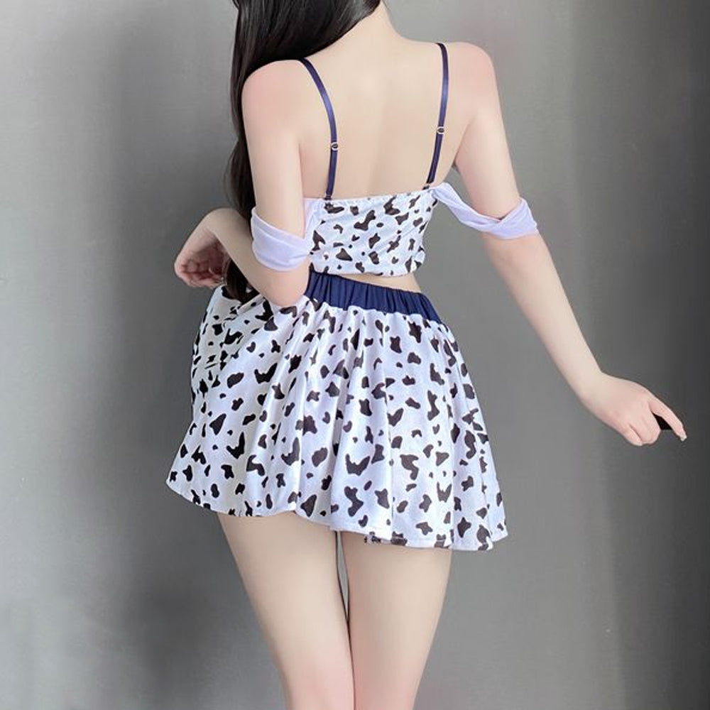 Yomorio Sexy Cow Print Lingerie Set Anime Cow Cosplay Outfit Lace-Up S ...