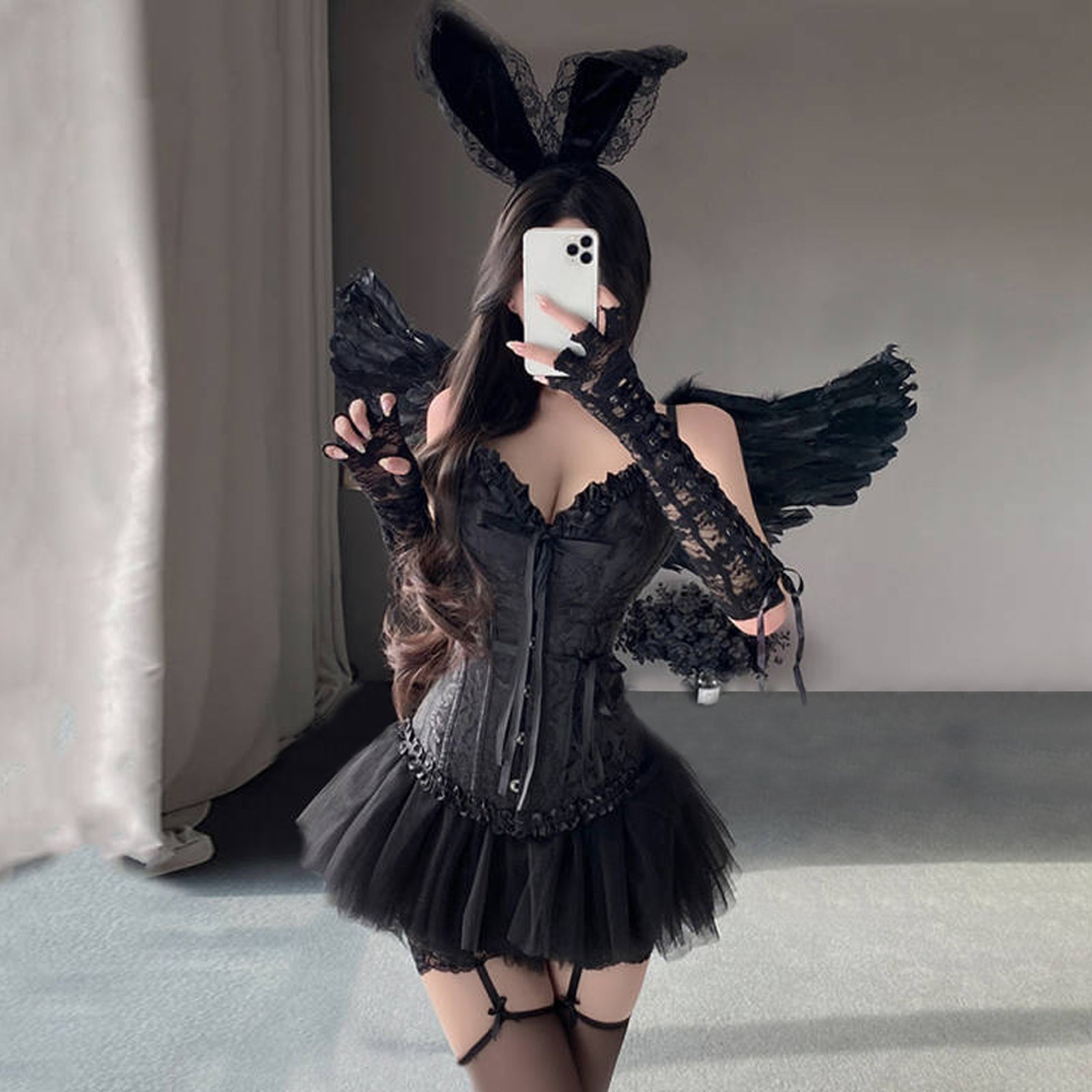 Yomorio Sexy Devil Corset Costume Anime Dark Angel Costume Black Sweet YOMORIO Yomorio Sexy Devil Corset Costume Anime Dark Angel Costume Black Sweet YOMORIO