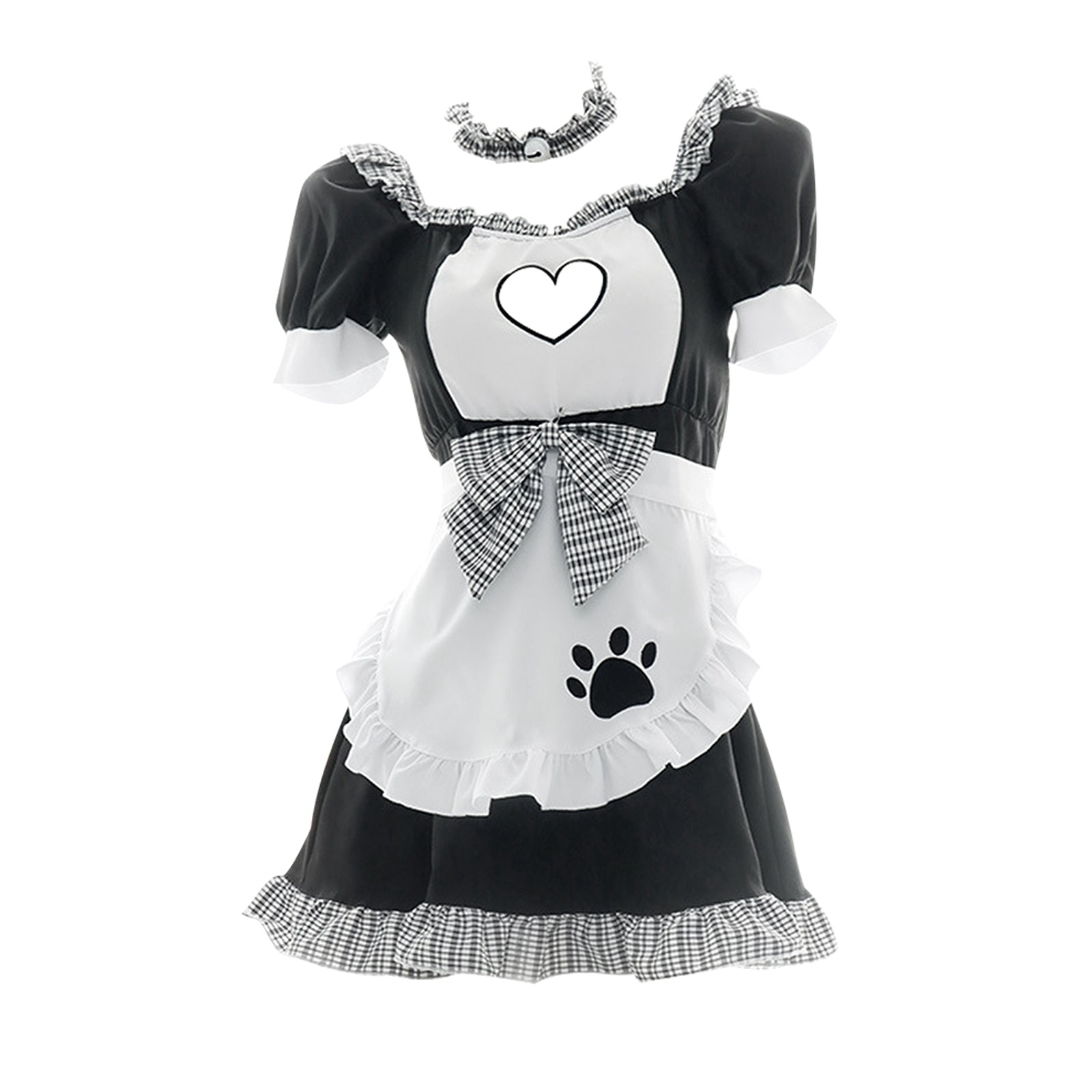 Yomorio Sexy French Maid Costume Ruffle Trim Maid Fancy Dress Cat Paw ...