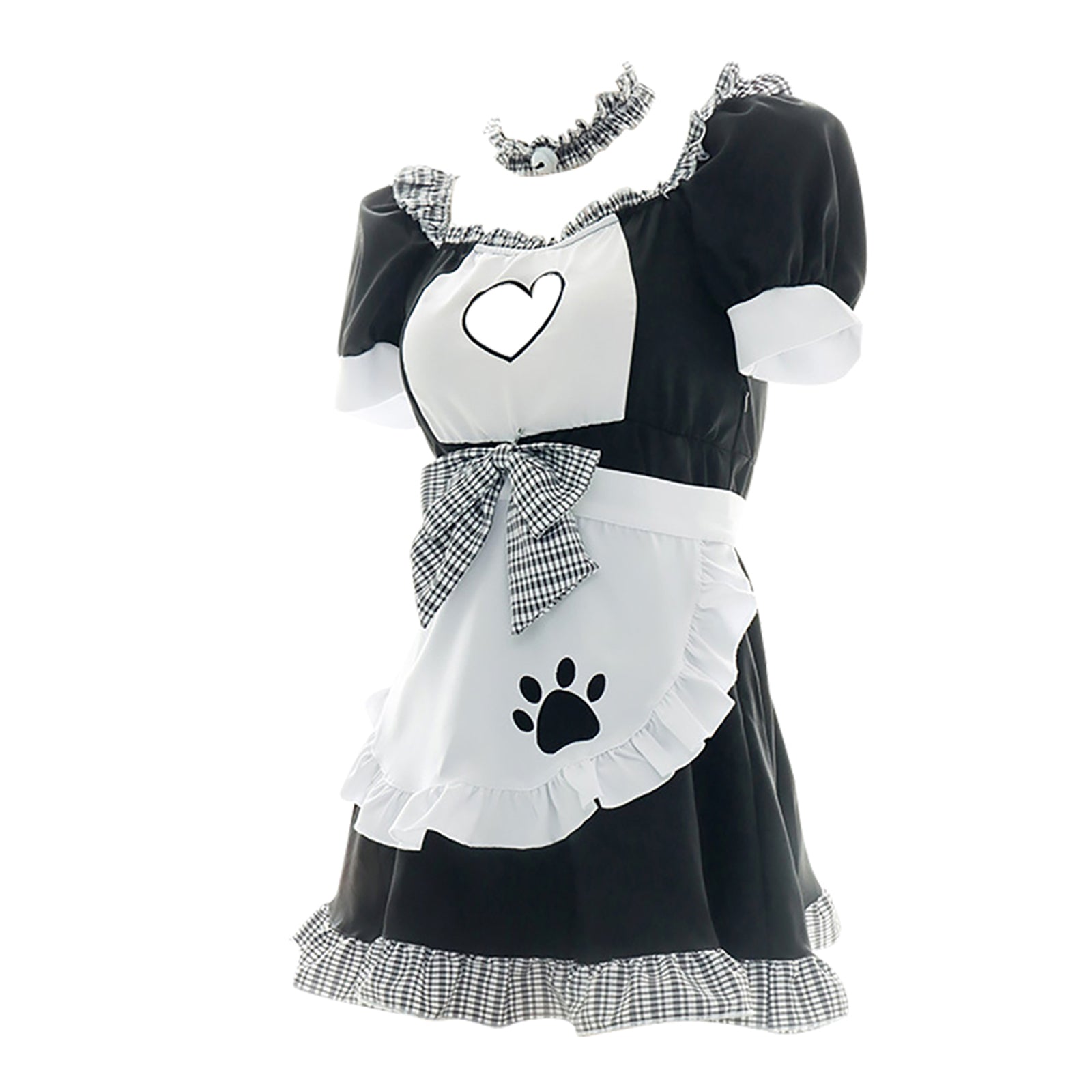 Yomorio Sexy French Maid Costume Ruffle Trim Maid Fancy Dress Cat Paw ...