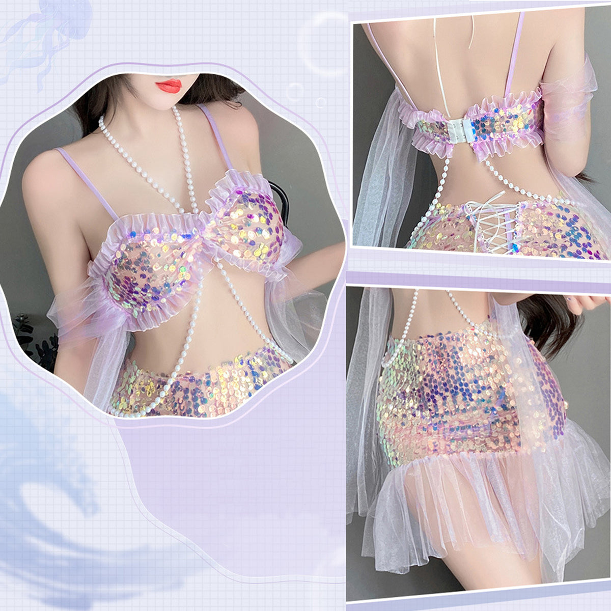 Yomorio Sexy Mermaid Lingerie Set Sequins Mermaid Cosplay Outfit Adult –  YOMORIO