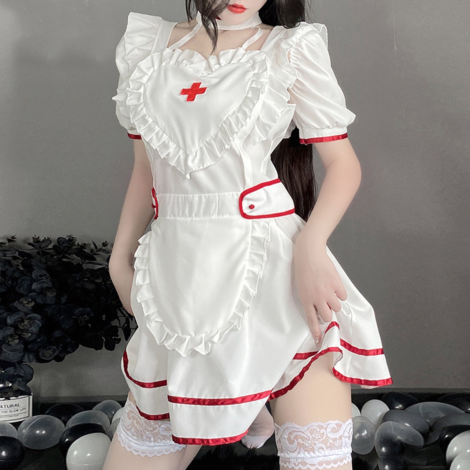 Yomorio Plus Size Nurse Cosplay Costume White Zip Front Nurse Dress Un –  YOMORIO