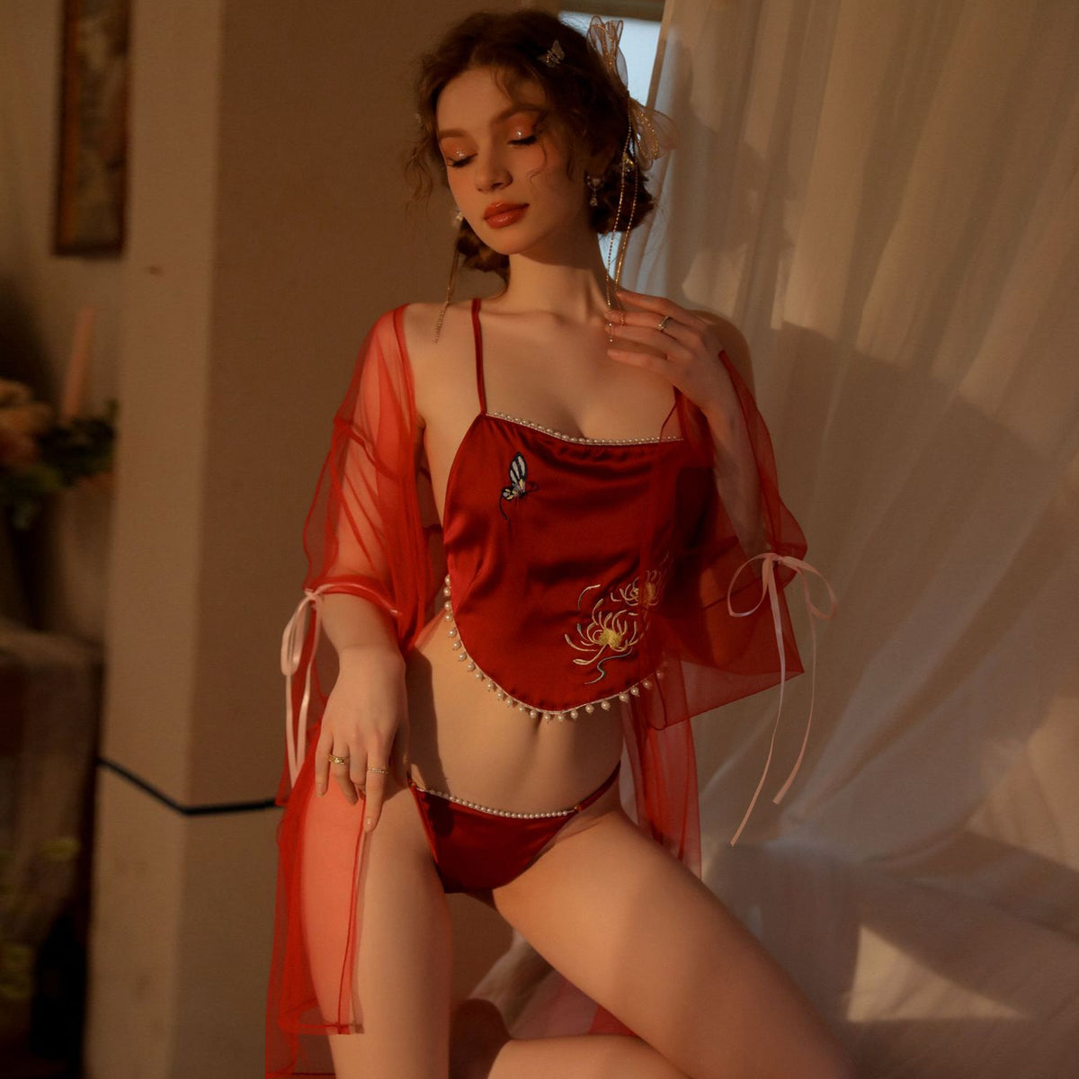Yomorio Sexy Robe - Elegant Chinese-Style Lingerie for Special Nights