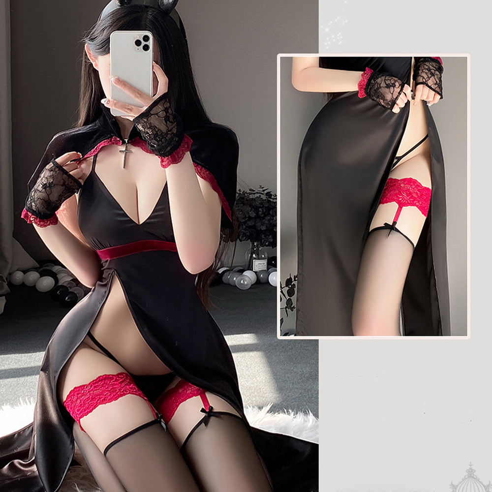 Yomorio Succubus Cosplay Outfit Devil Anime Costume Sexy High Slit Lin