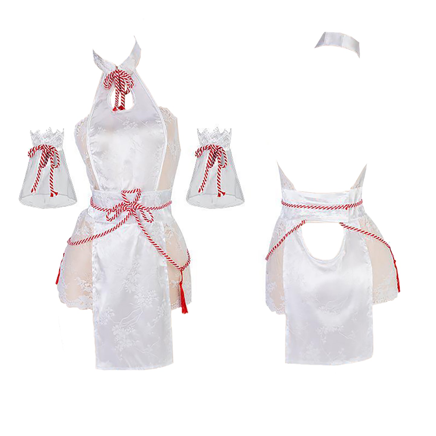 Yomorio Sexy Lace Chinese Style Lingerie Cosplay Costume White Backless Anime Dress