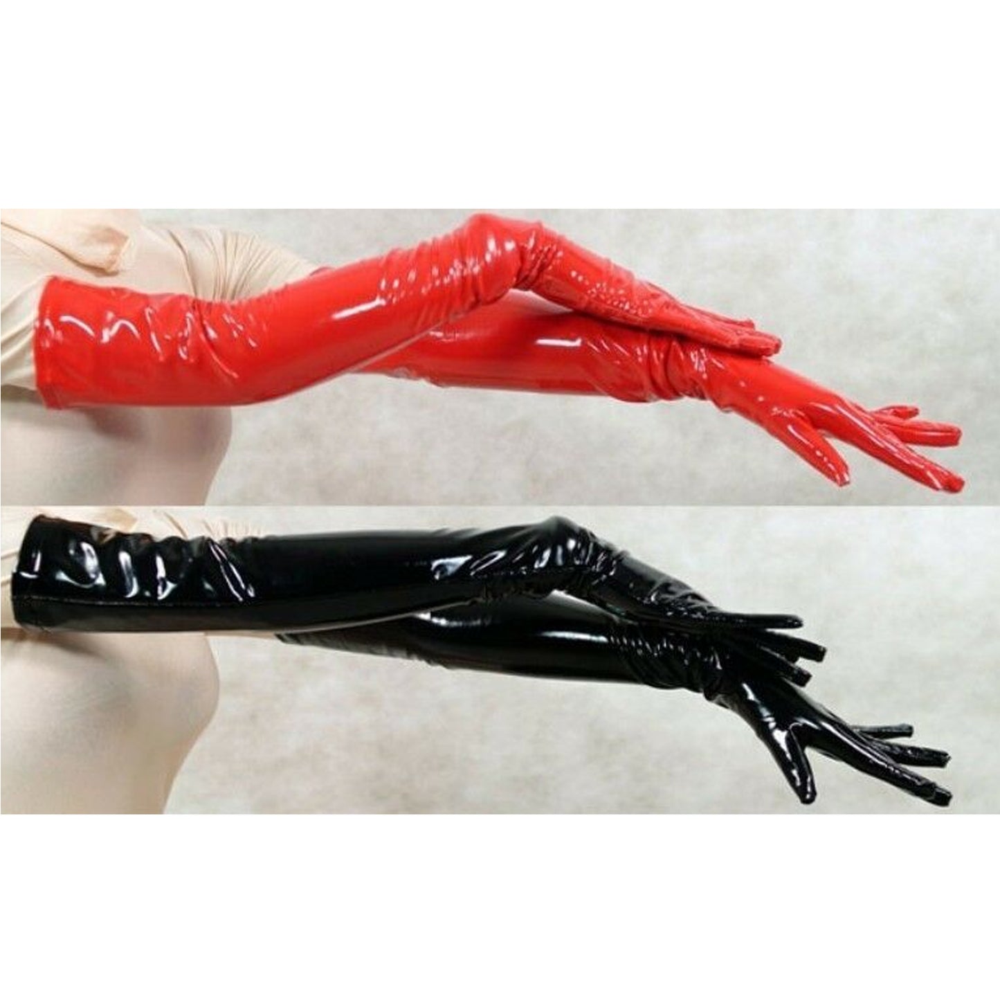 Yomorio Women's Faux Leather Long Gloves Sexy Wet Look Latex Elbow Length Gloves