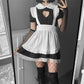 French Maid Uniform Cat Cosplay Lingerie Costume Cute Keyhole Nightwear Babydoll