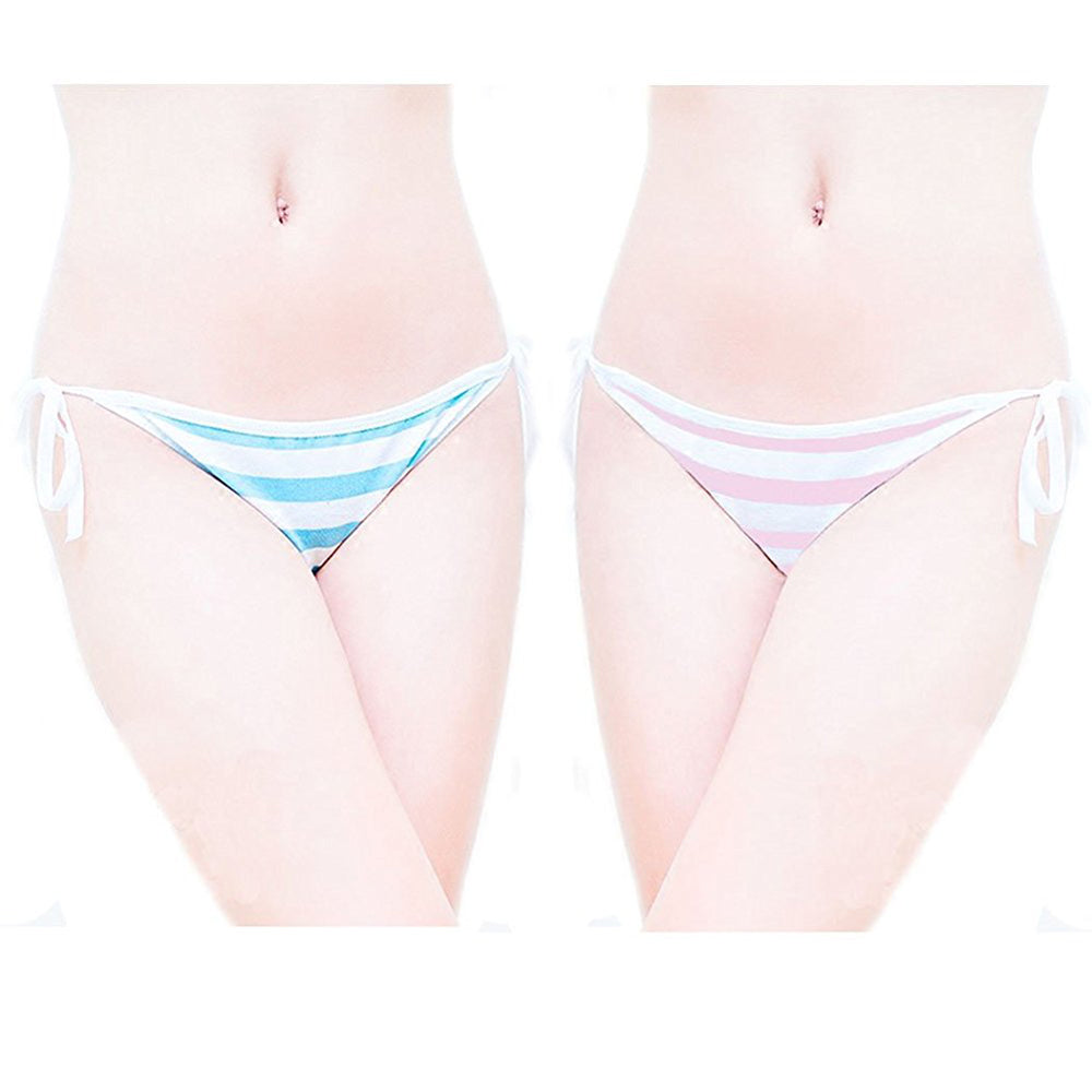 2 Colors Striped Panties Bikini Cotton Anime Blue Pink Cosplay Underwe –  YOMORIO