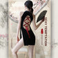 Sexy Hot Cheongsam Side Split Velvet Cross Straps Back Lingerie Costume
