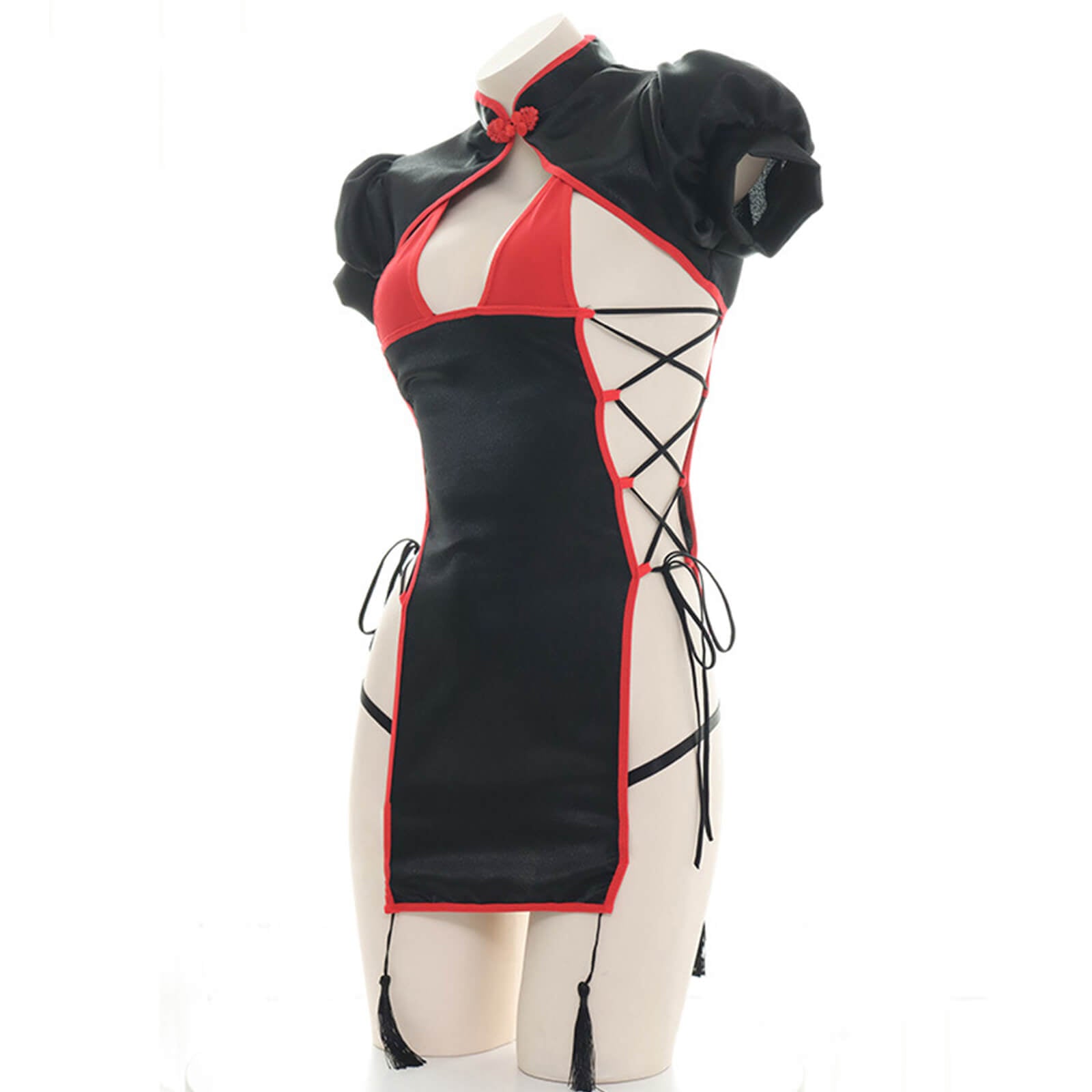 Classical Cheongsam Lingerie Dress High Split Side Straps Cosplay Outfit