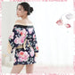 Sexy Japanese Kimono Lingerie for Women Deep V Floral Bathrobe Anime Cosplay Costume