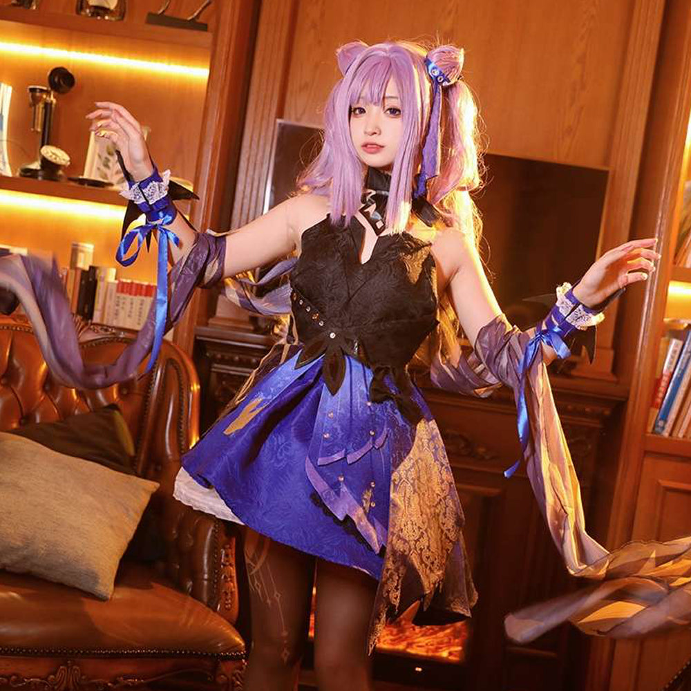 Genshin Impact Cosplay Costume Keqing Opulent Splendor Role Play Anime Outfit