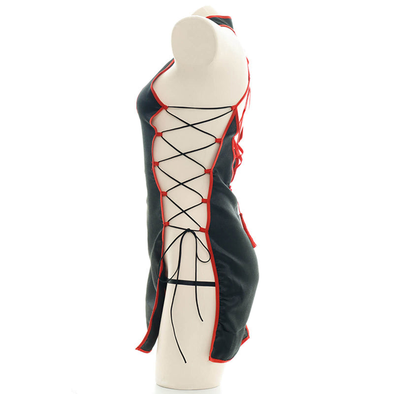 Sexy Chinese Strap Hollow Cheongsam Dress Anime Cosplay Lingerie Tradi ...
