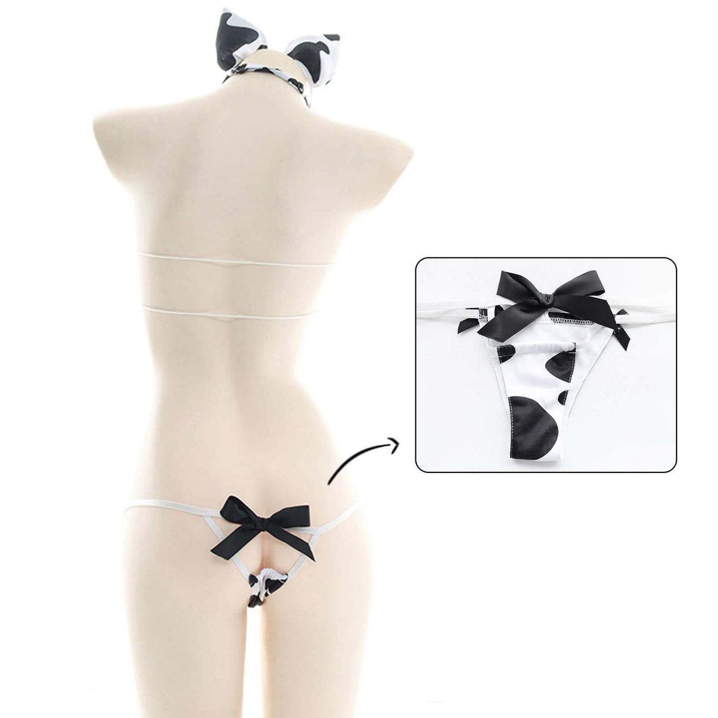 Cow Print Square Anime Lingerie Lolita Japanese Cosplay Bikini Costume Set