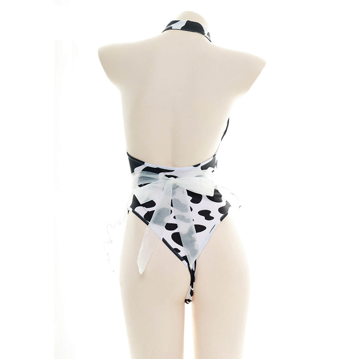 Sexy Cow Print Maid Anime Lingerie Lolita Japanese Hollow Out Cosplay Costume
