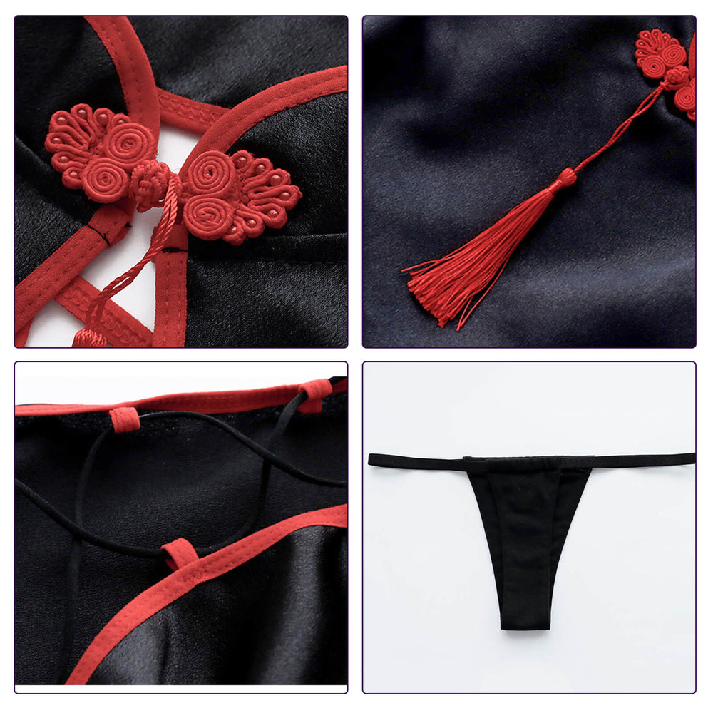 Sexy Chinese Strap Hollow Cheongsam Dress Anime Cosplay Lingerie Tradi ...