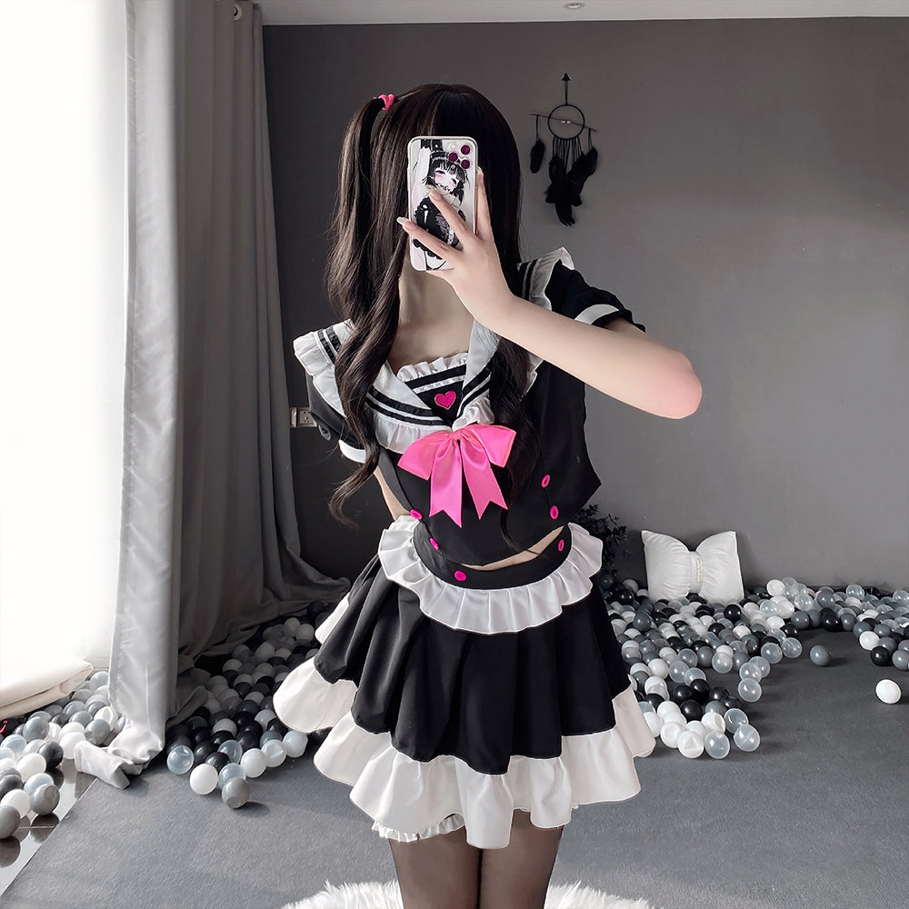 Yomorio Sexy Maid Lingerie Costume Anime French Maid Outfits Lace Shee –  YOMORIO