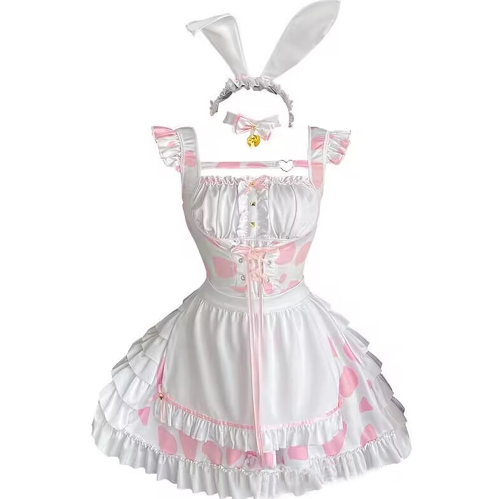 Yomorio Cute Maid Outfit Sweet Lolita Dress Anime Cow Cosplay Lingerie Outfits