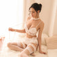 Sexy Lingerie Costume Chiffon Ruffle Strappy Outfit with Choker