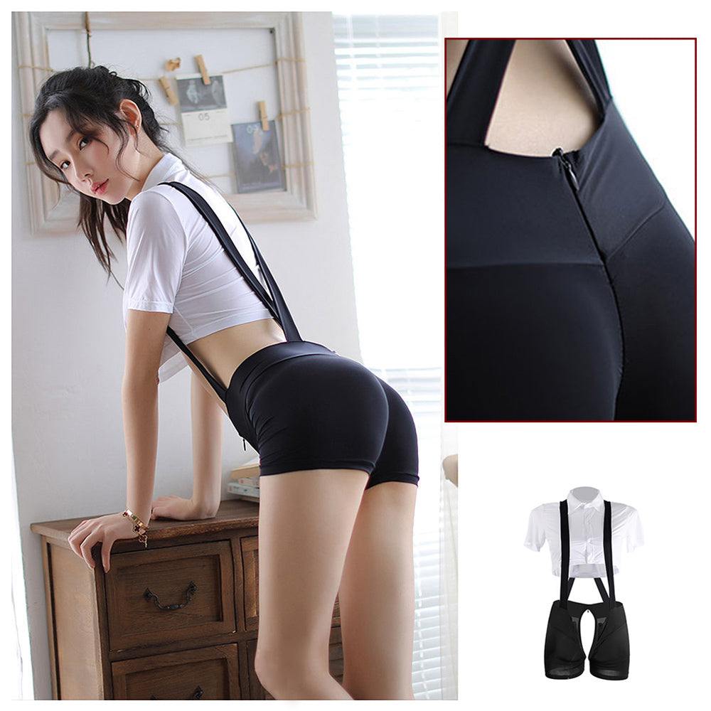 YOMORIO Womens Naughty Schoolgirl Cosplay Lingerie Sexy Uniform Suspen