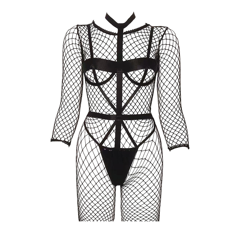 Yomorio Sexy Fishnet Bodystocking with Strappy Harness