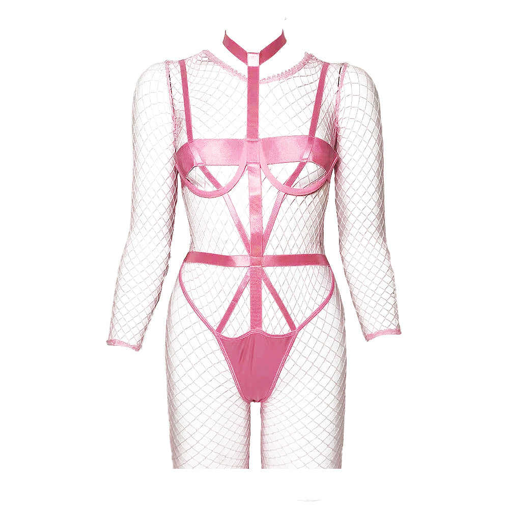 Yomorio Sexy Fishnet Bodystocking with Strappy Harness YOMORIO Yomorio Sexy Fishnet Bodystocking with Strappy Harness YOMORIO