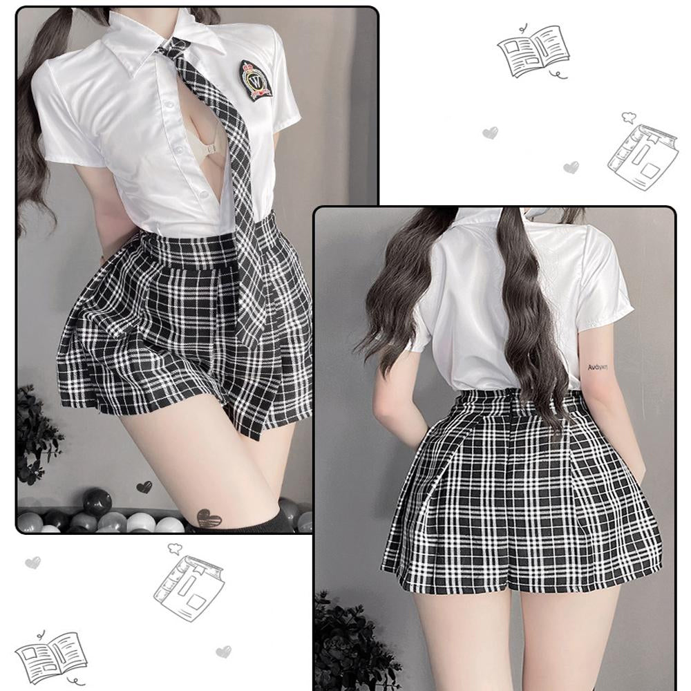 Peppy School Girl Anime Costume and Wig Set  TV Show Costumes