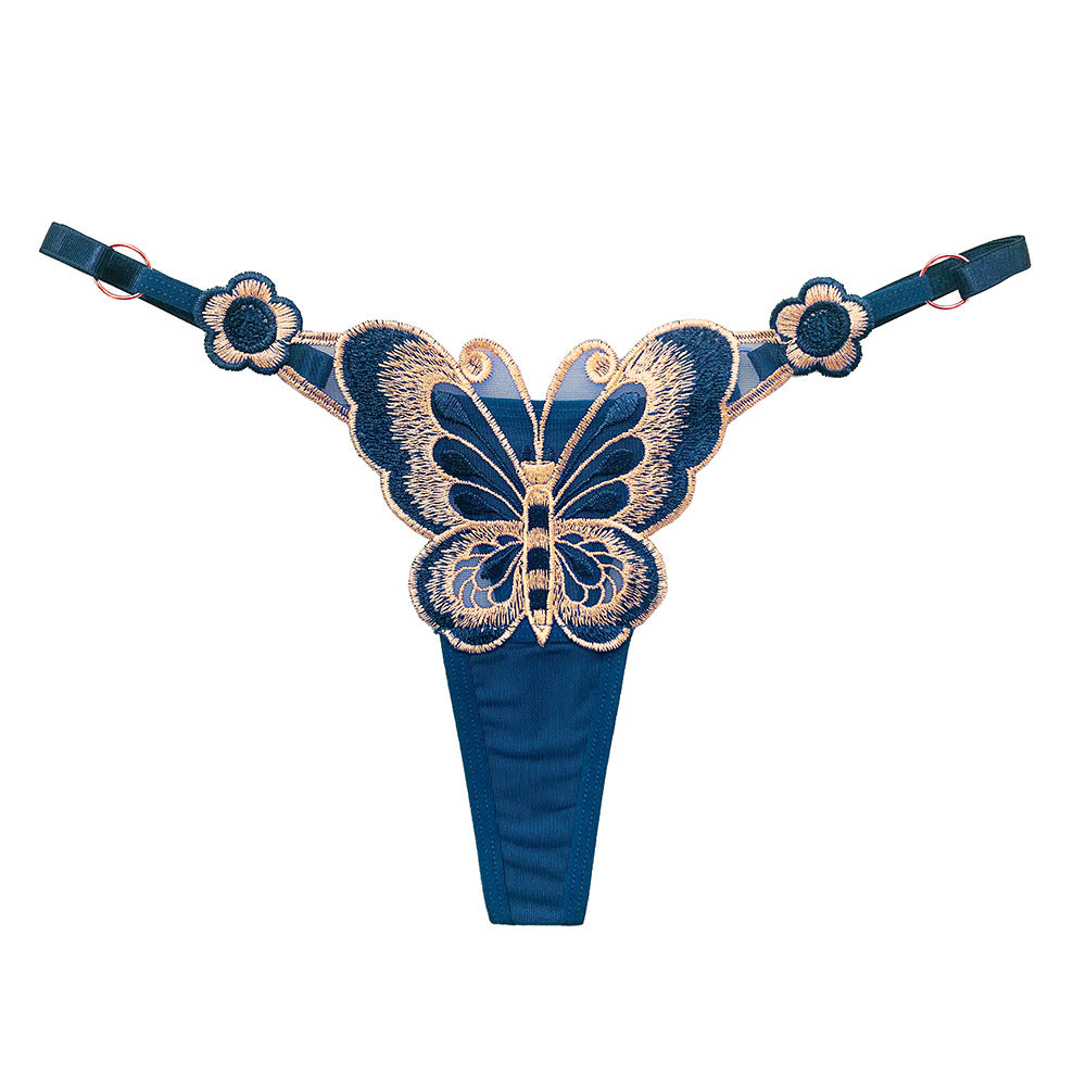 Strappy Butterfly Embroidered Sheer Mesh Lingerie Teddy Sleepwear