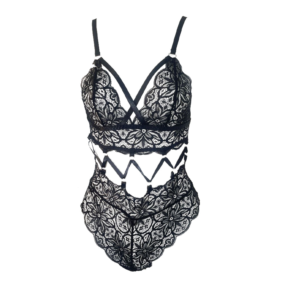 Cut Out Lace Teddy Strappy One Piece Lingerie Lace Up Sexy Deep V Body YOMORIO Cut Out Lace Teddy Strappy One Piece Lingerie Lace Up Sexy Deep V Body YOMORIO