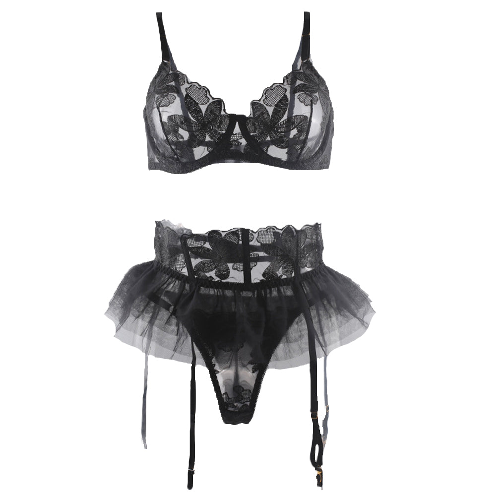 Yomorio Floral Lace Garter Bra Set | Perfect for Special Nights