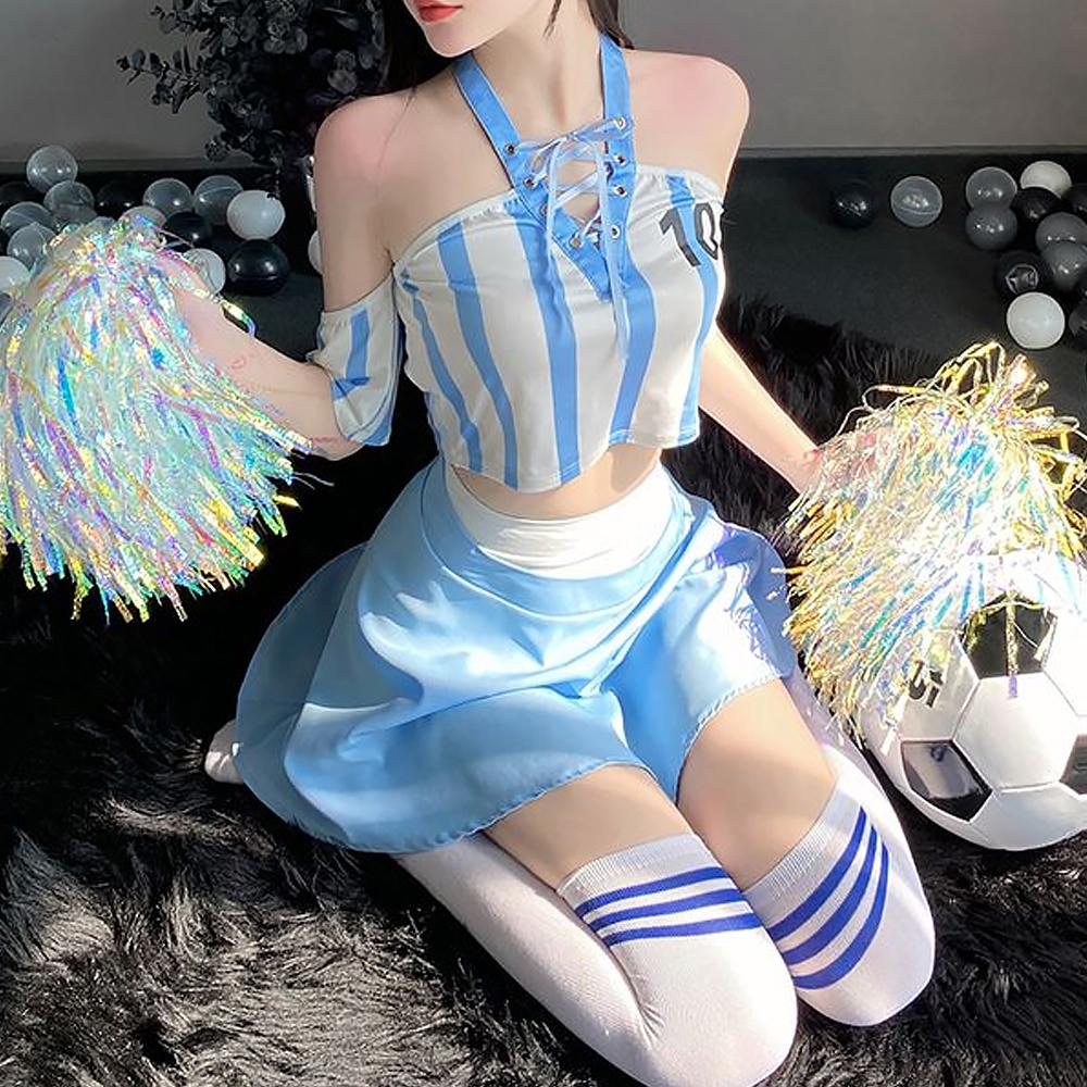 Sexy Cheerleader Costume Lace Up V Neck Football Girl Cosplay Outfit f –  YOMORIO