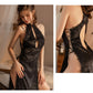 Vintage Chinese Cheongsam Sexy Lace Up Side Slit Backless Lingerie Dress Tradition Qipao