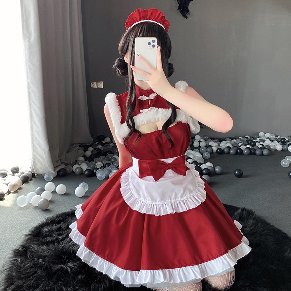 Maid Outfit Naughty Elf Red Lolita Dress YOMORIO