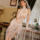 Bride Cosplay Lingerie Dress See Through Lace Bridal Wedding Costume Sexy White Mesh Nightgown Set