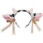 Cow Ears Headband Cow Horns Hair Hoop with Ribbon Bow Bells for Animal Cosplay Party