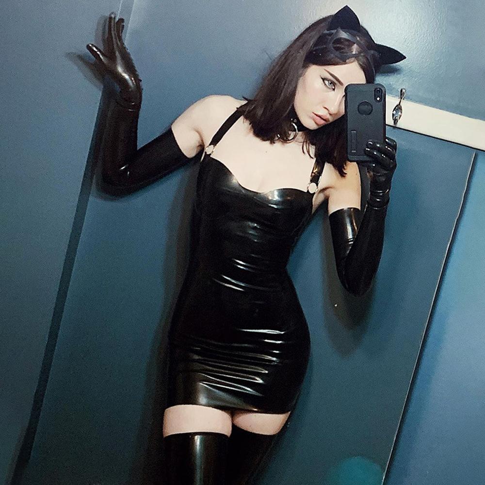 Mould Sexy female fetish black latex dress exotic latex rubber