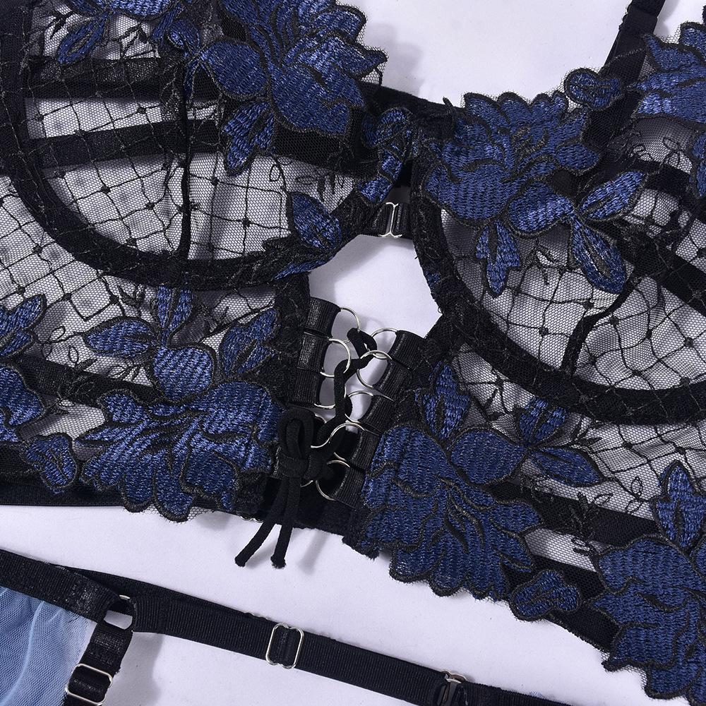 Embroidery Mesh Bra & Panty Set Lingerie Set