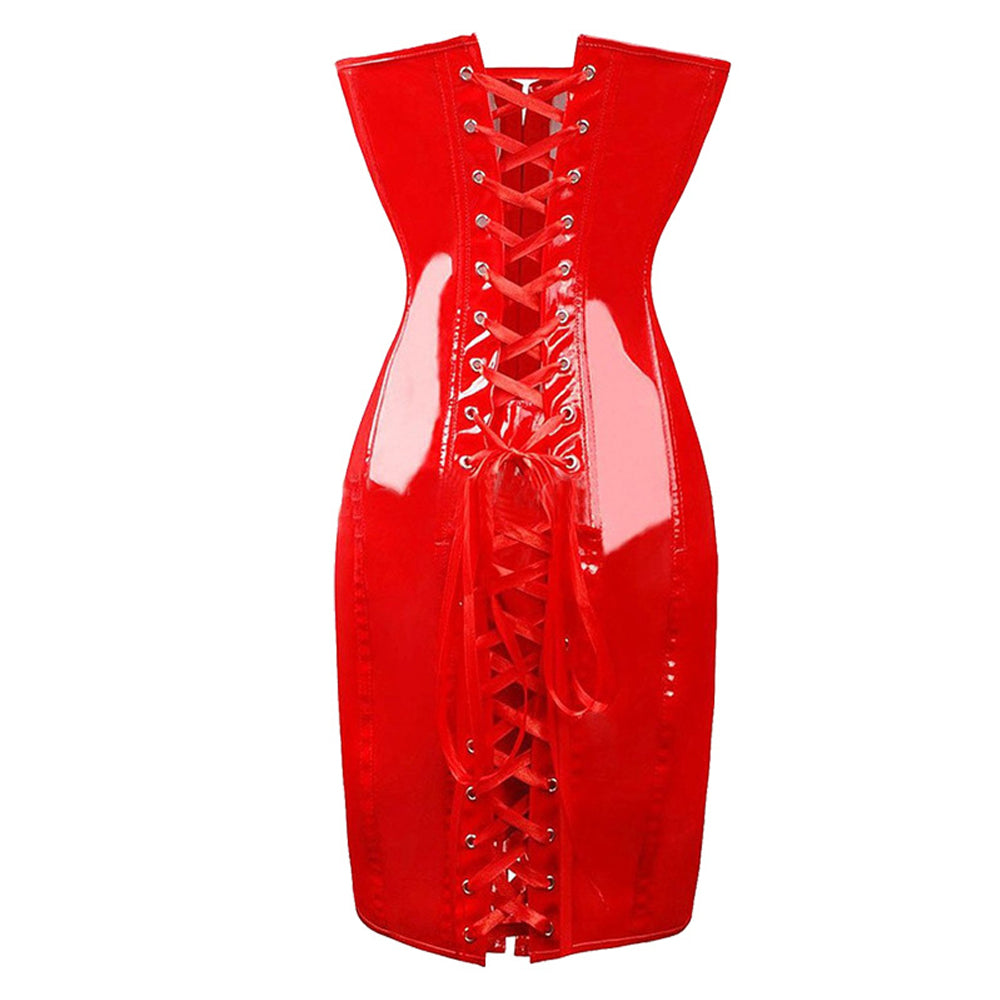 Latex Wet Look Mini Dress Plus Size Lace Up PVC Dress Off Shoulder Bod YOMORIO Latex Wet Look Mini Dress Plus Size Lace Up PVC Dress Off Shoulder Bod YOMORIO