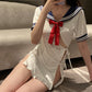 Naughty School Girl Cosplay Lingerie Dress Sailor Neck Anime Costume High Slit Schoolgirl Outfit
