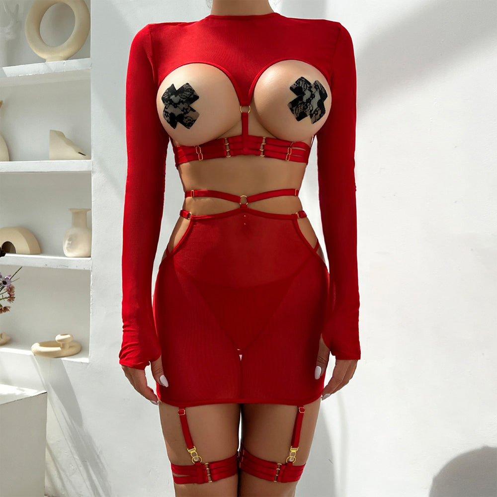 Sexy Succubus Lingerie Set 2 Piece Devil Laced-Up Faux Leather Tank To –  YOMORIO