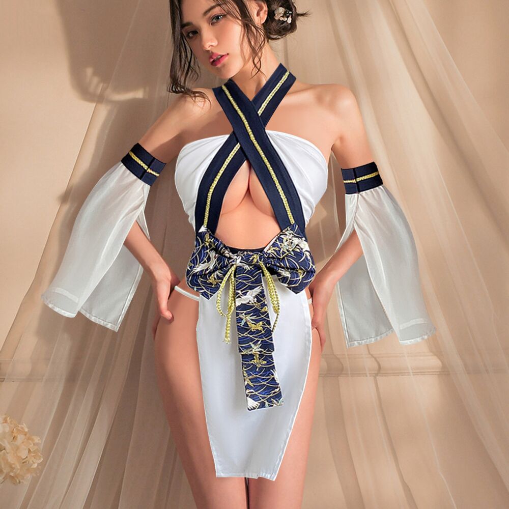Japanese Kimono Lingerie Set Floral Print Kimono Robe Costume for Wome –  YOMORIO