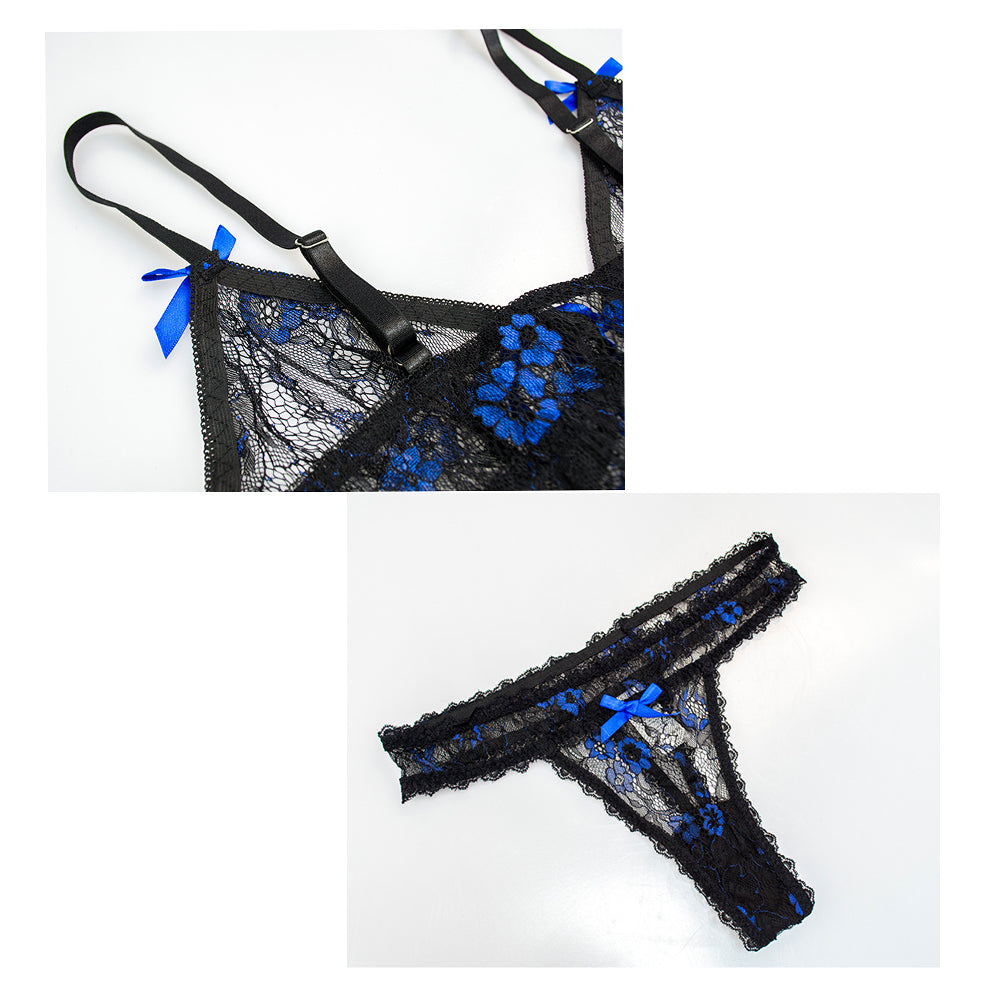 Sexy Lace Babydoll Set Sheer Lace Open Front 2 Piece Lingerie Dress an YOMORIO Sexy Lace Babydoll Set Sheer Lace Open Front 2 Piece Lingerie Dress an YOMORIO