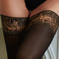 Thigh High Stockings Silicone Lace Top Fishnet Stocking Semi Sheer Pantyhose for Women