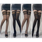Thigh High Stockings Silicone Lace Top Fishnet Stocking Semi Sheer Pantyhose for Women