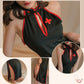 Yomorio Nurse Costume High Slit Cheongsam Dress Vintage Black Cosplay Lingerie Dress